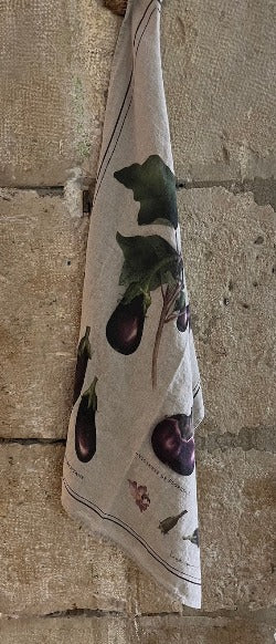 Tea towels in linen "Aubergines"