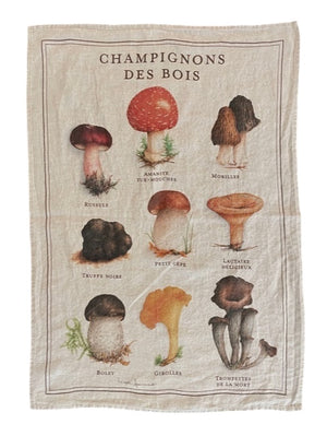 Linen tea towel "Champignons des bois"